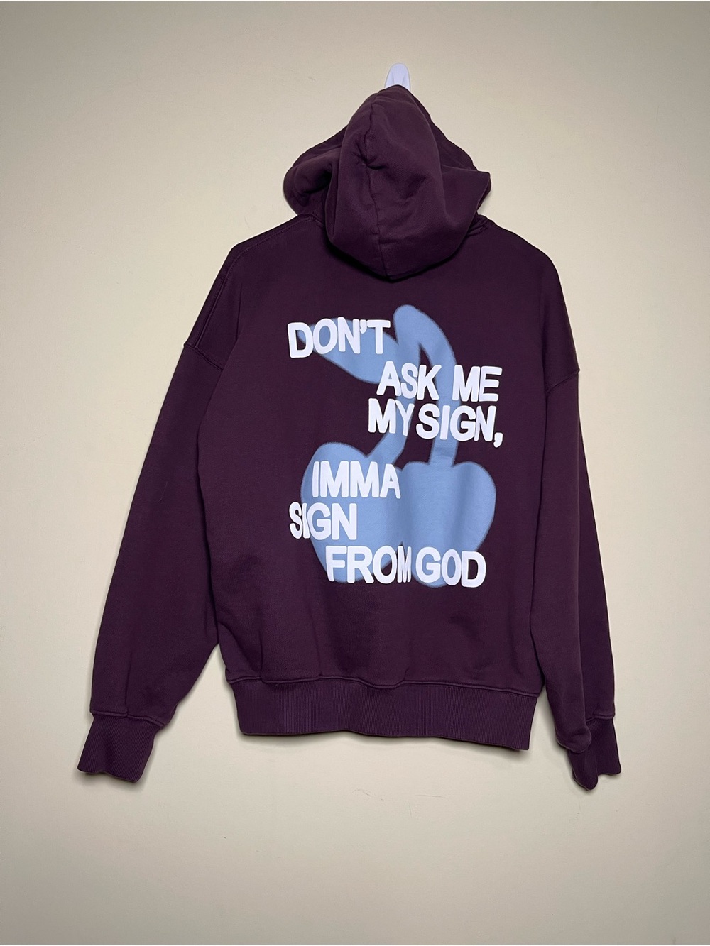 Nude Project Cherry Graphic Sign From God Hoodie Sweatshirt Maroon Purple Size L
